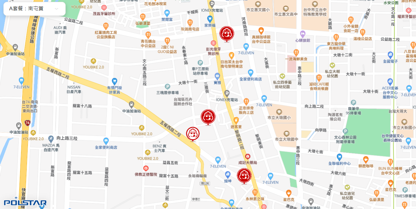 台中必比登地圖 南屯店家 金之園草袋飯 羅家古早味 滬舍餘味 台客燒肉粥